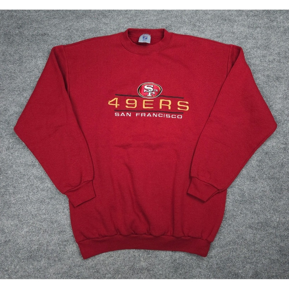 Vintage Logo 7 San Francisco 49ers Sweatshirt Men's Size Large Red Heavyweight